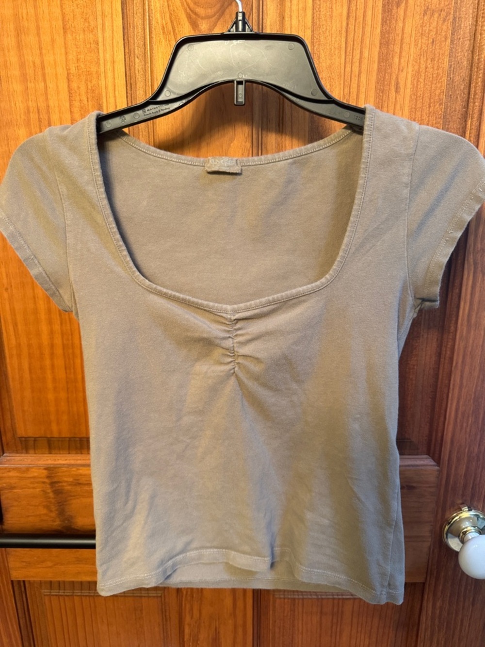 Brandy Melville Taupe Scoop Neck Short Sleeve Top